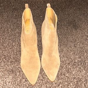 Marc Fisher suede tan boots 3.5 inch heel